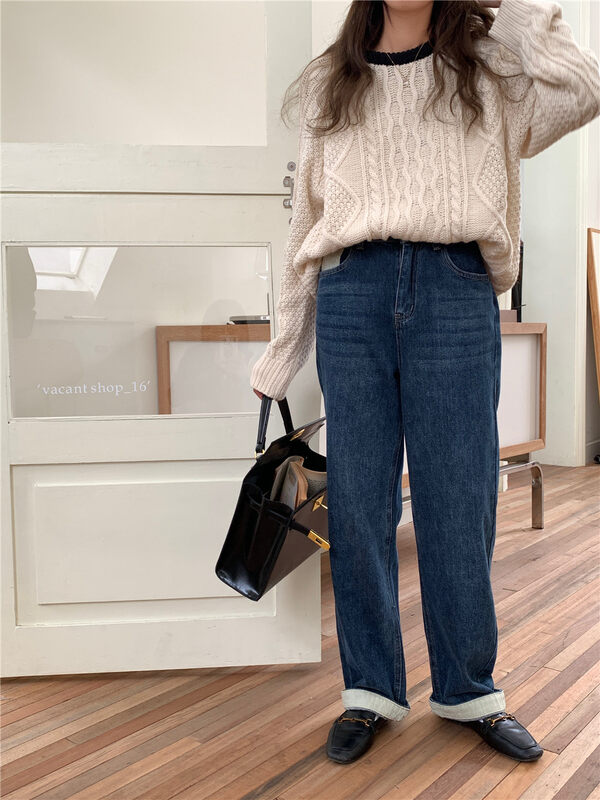 【MEET ME】Slim and high waist comfortable all-match jeans 81123# L