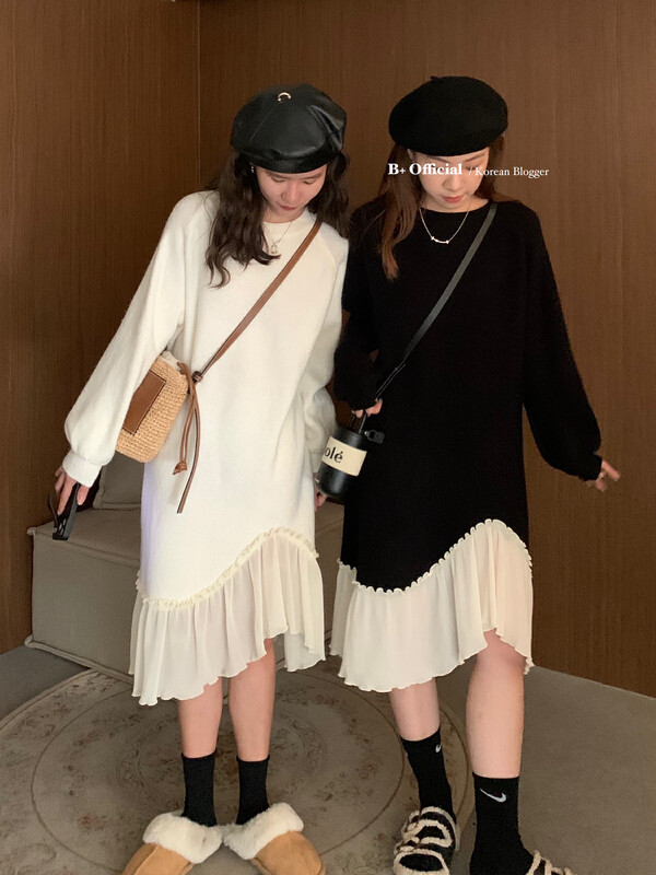 【B plus】Korean version of fresh literary temperament splicing dress 22-8365-2