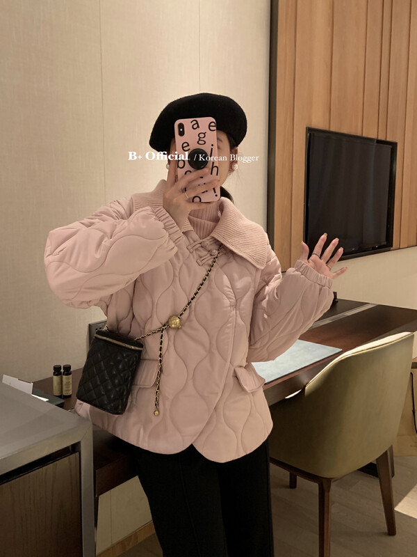【B Plus】Fresh and Simple Chinese Knot Design Thick Cotton Short Jacket 22-8676-2