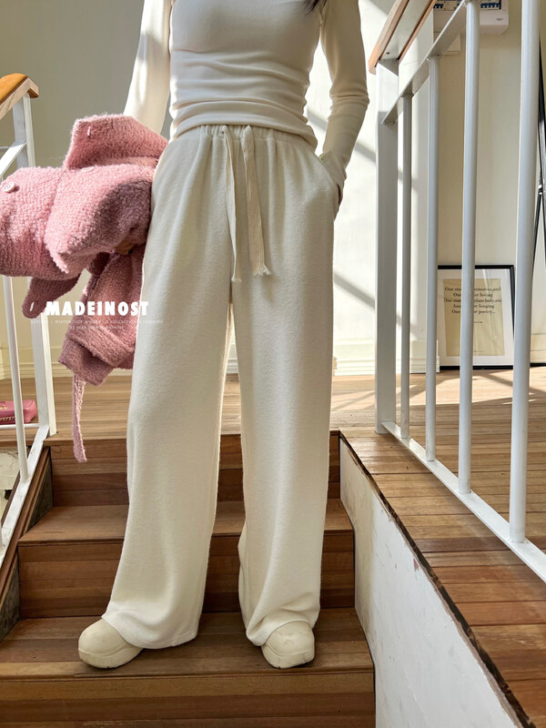 【OSHA MADEINOST】Winter new style circle cashmere drawstring elastic waist casual pants (with 5% wool) 87355# FHX