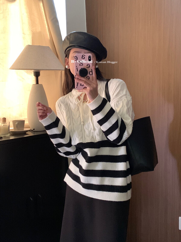 【B plus】Korean style simple casual lazy sweater 22-8342-2