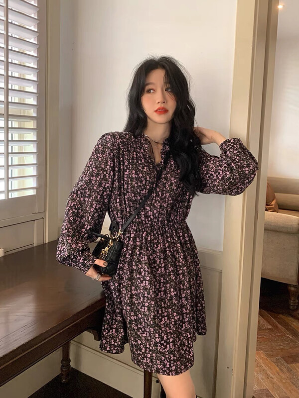 New in autumn! 【JH】Internet celebrity floral slim dress 43057# PCZ