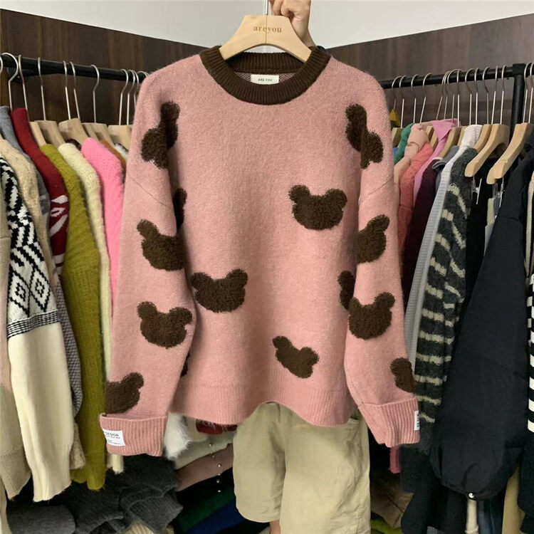 【ARE YOU】Comfortable round neck pullover warm sweater YS2-829# L