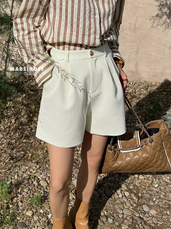 [Osha MADEINOST] New Xiaoxiang wind elastic waist casual shorts in early autumn 87035