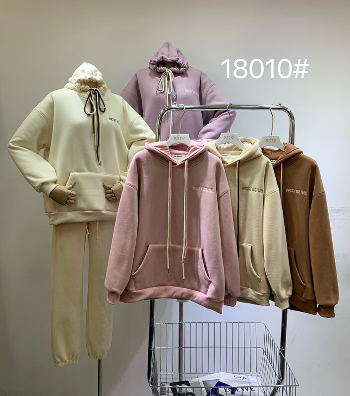 【9319】Northern velvet small embroidery hooded sweater 18010# L