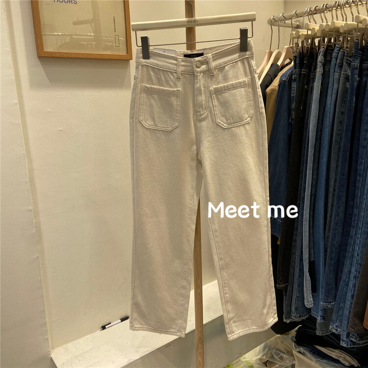【MEET ME】Double-pocket comfortable all-match fleece jeans YS1-7112# L