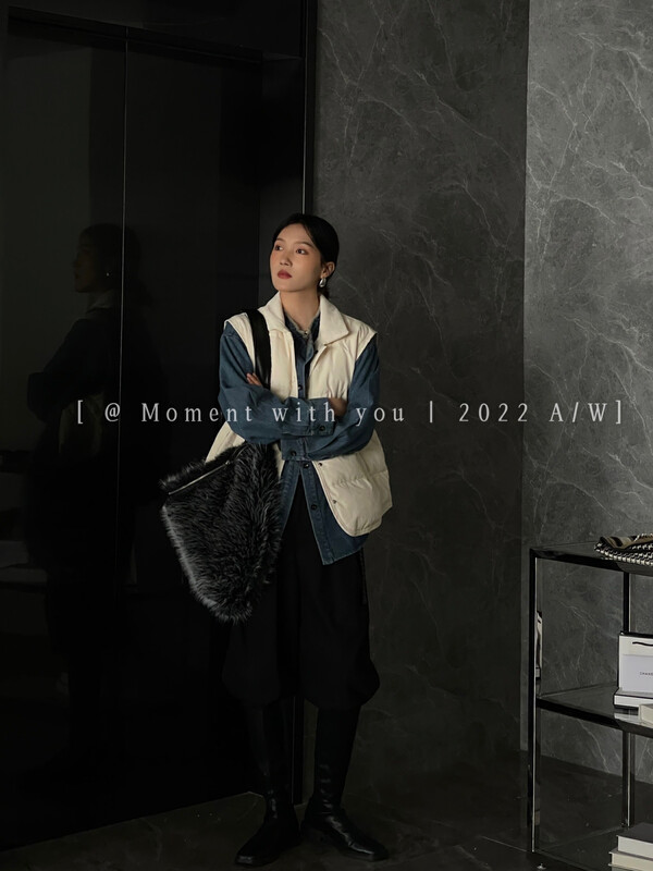 【MOMENT WITH YOU】Korean version short collar all-match vest 2M610# LSW