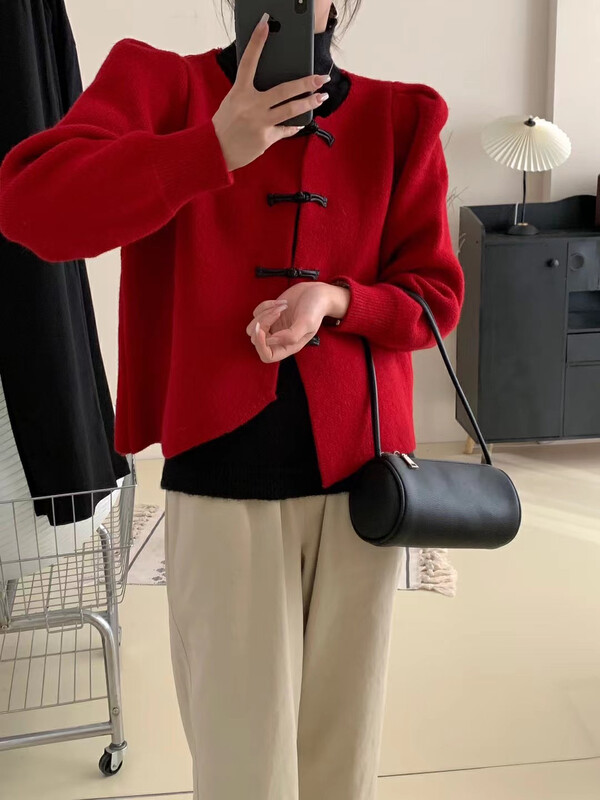 【MK】Korean style buckle temperament warm sweater d210# HJY