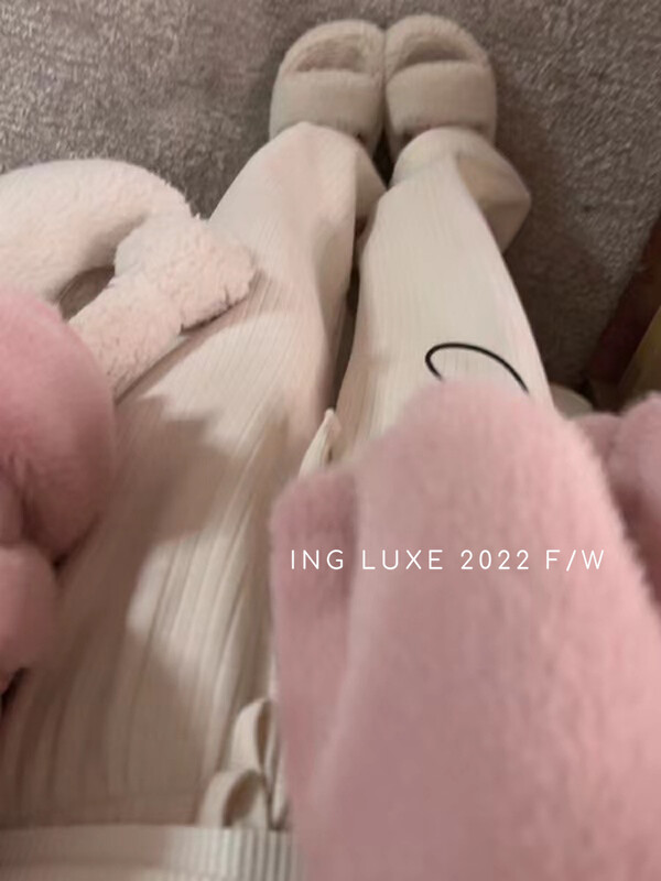 【ING】Korean version of high waist loose drape floor mopping thick casual pants 8501