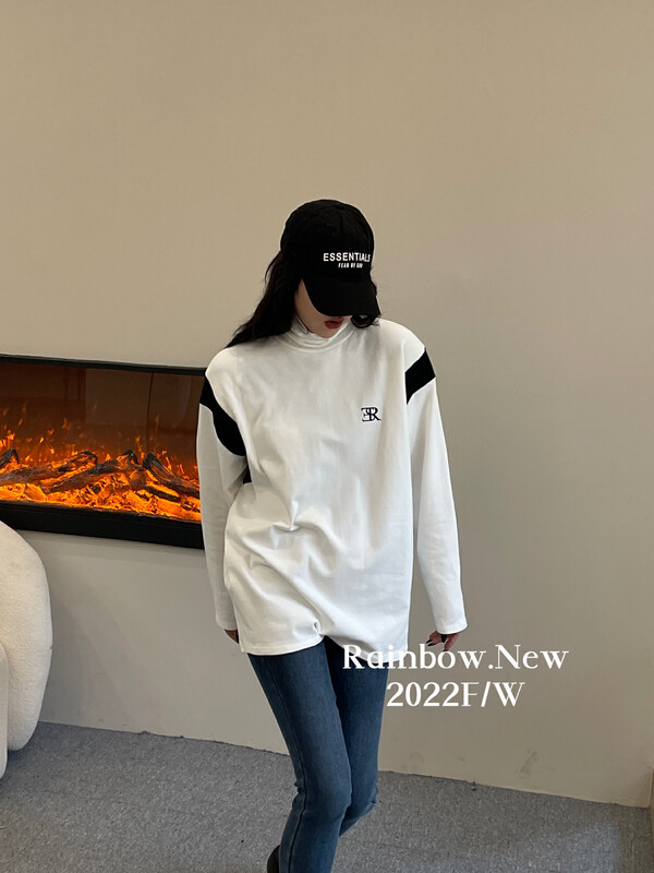 Original price 66.55! 【RAINBOW】Winter mid-length cotton high-neck long-sleeved T-shirt (slim and simple for commuting) 03019# FHX