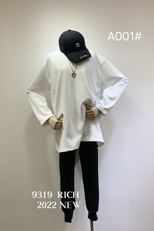 【9319】Plus velvet round neck solid color long-sleeved T-shirt A001# L
