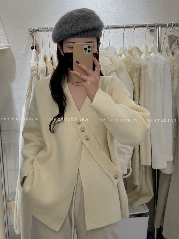【MK】Korean generation slanted buckle thickened warm sweater s098# HJY