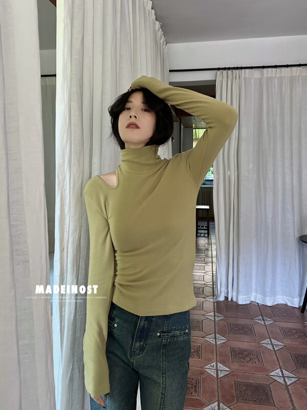 [Osha MADEINOST] winter new thickened Australian velvet high collar hollow warm bottoming shirt 87357