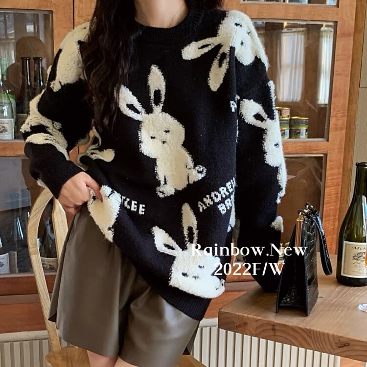 【RAINBOW】Year of the Rabbit zodiac year red warm sweater (festive Chinese New Year Christmas couple models) 2980-# FHX