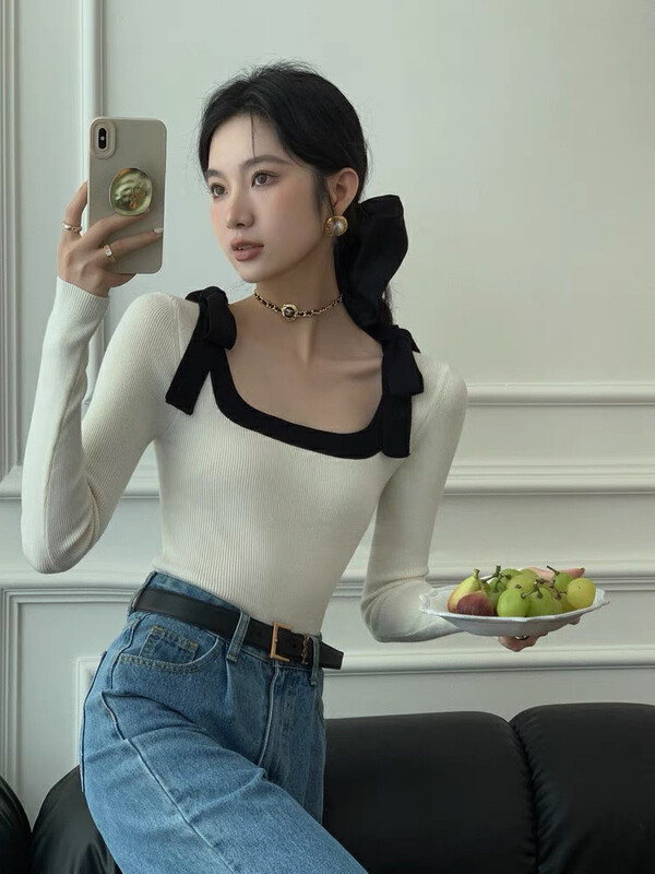 [Blue Show] Fashion color matching all-match bottoming shirt 8011# LSW