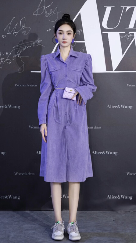 【JH】Solid color corduroy shirt dress 43217# PCZ