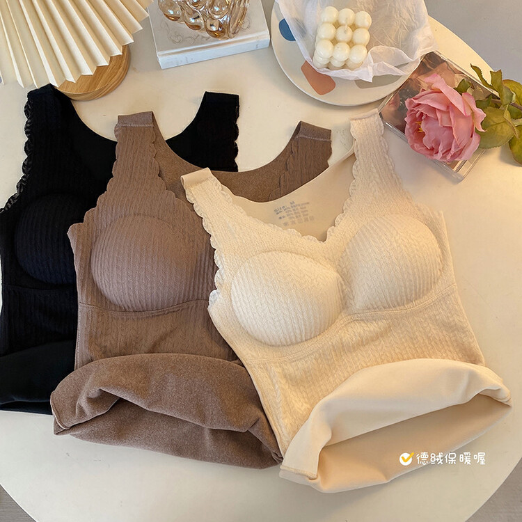 [Blue Show] Lace collar thickened one-piece vest/sling (with chest pad) 08009# LSW