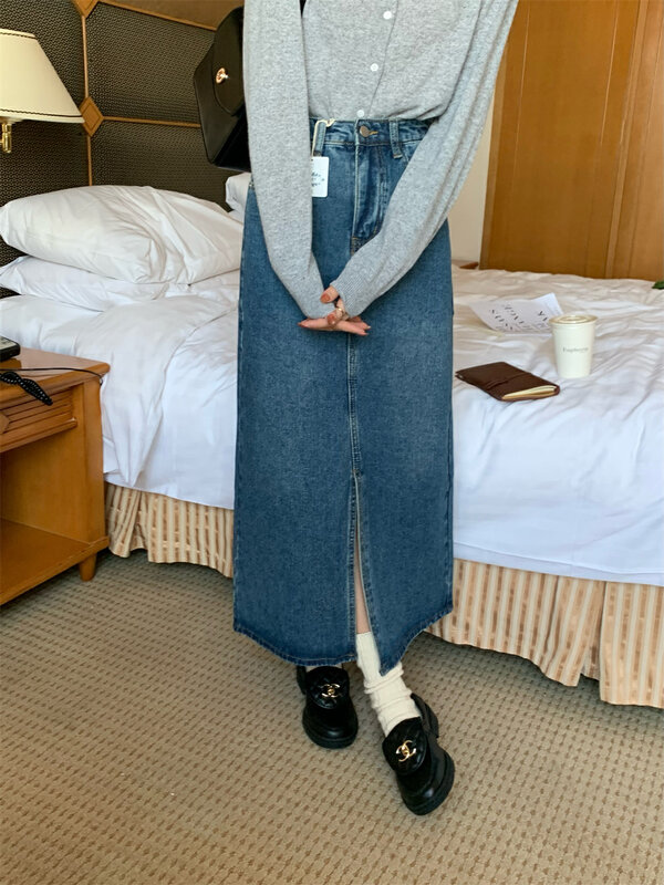 Original price 58.65! New in early autumn! [MEET ME] high waist casual simple skirt 61383# L