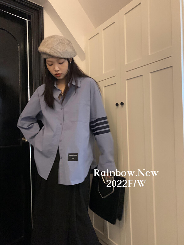 【RAINBOW】TB loose long-sleeved shirt with a sense of lazy design 06112# FHX