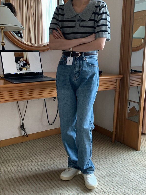 Original price 59.78! New in early autumn! 【MEET ME】Korean style straight-leg all-match jeans 61362# L