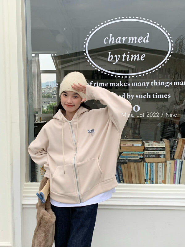 New for winter! [HH &MISS LAI] Hooded Zipper Loose Short Jacket 3095# L