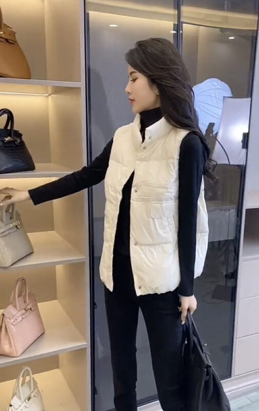 【JH】Padded zipper vest + solid color plus velvet turtleneck two-piece suit 43305# PCZ