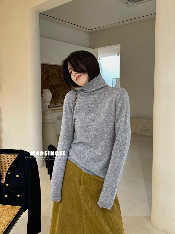 【Osha MADEINOST】Winter new hot style, loose and versatile turtleneck wool sweater S7237# FHX