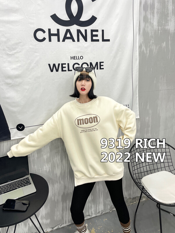 Original price 39.48! [9319] Round neck loose printed fleece sweater 66000# L