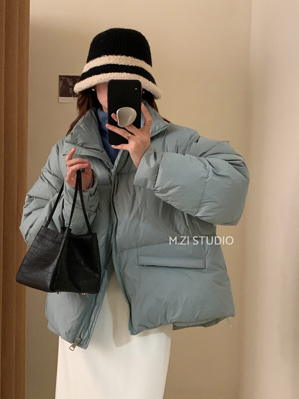 Original price 188.99! [M.ZI STUDIO] Stand collar solid color zipper warm down jacket (including 90% white duck down) 12132# HBX