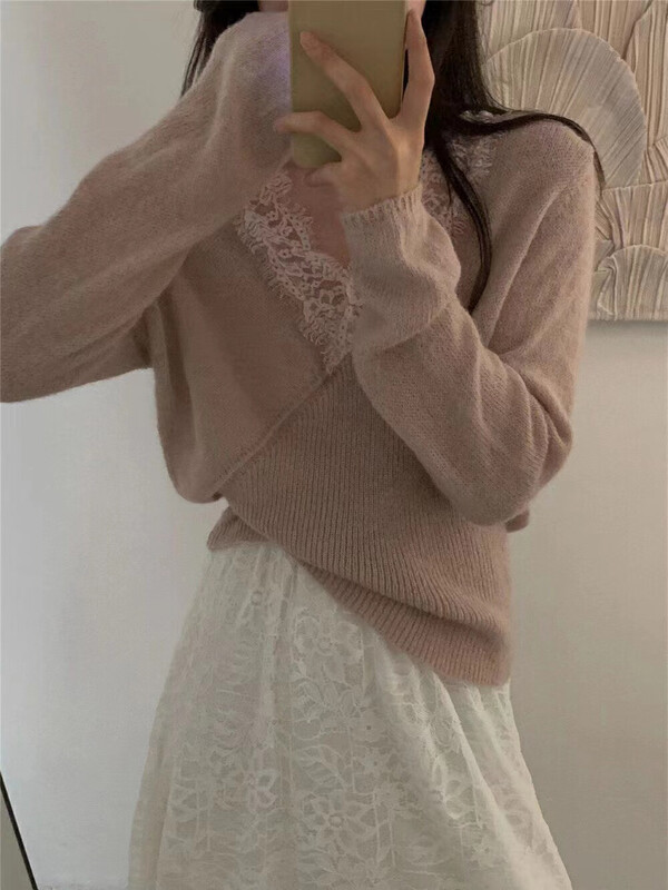 【CHEN/MK】Temperament lace lace warm sweater d211# HJY