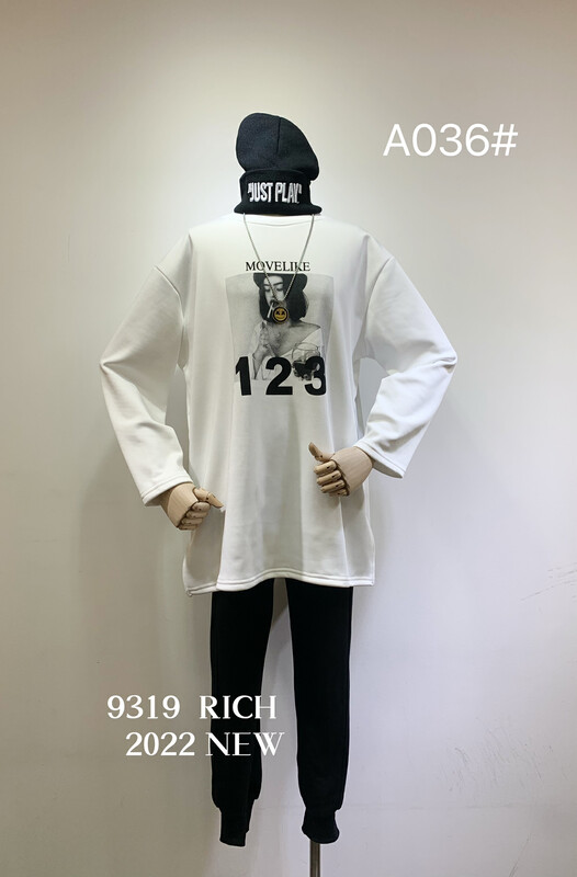 【9319】Fleece Girls Round Neck Long Sleeve T-Shirt A036# L