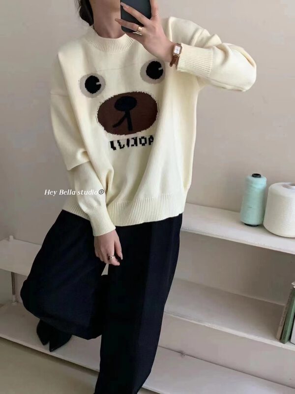 【HEY BELLA】Color matching loose comfortable warm sweater B9833# L