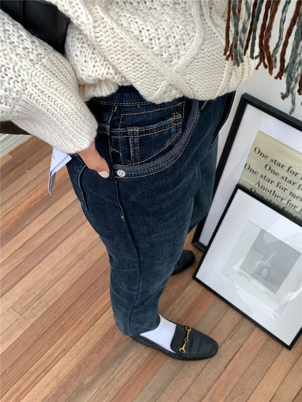 【MEET ME】Slim and comfortable all-match high-waisted jeans (only sell pants) 81125# L