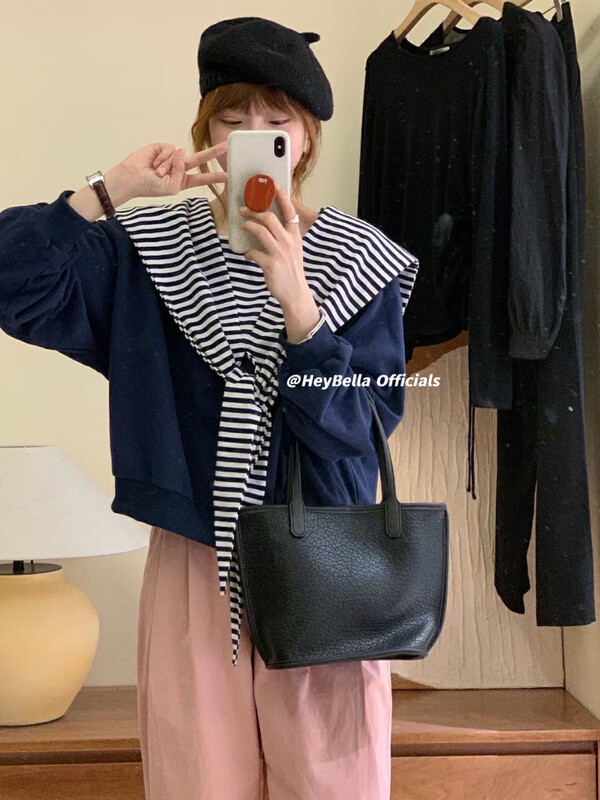 Original price 65.42! New in autumn! 【HEY BELLA】Korean version stitching shawl striped sweater B1852# L