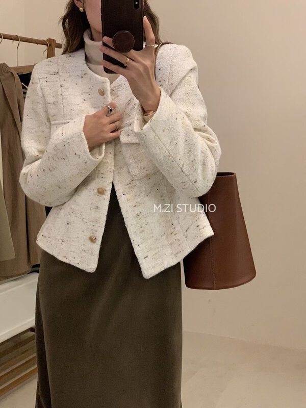 【M.ZI STUDIO】Xiaoxiang style fashion temperament quilted short jacket 12125# HBX
