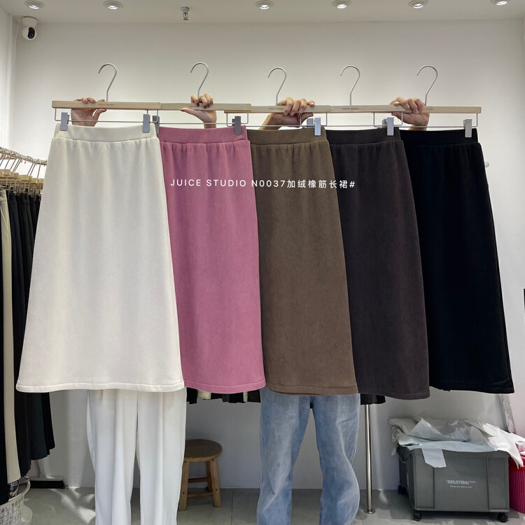 【JUICE】Casual Elastic Fleece Skirt N0037# FHX