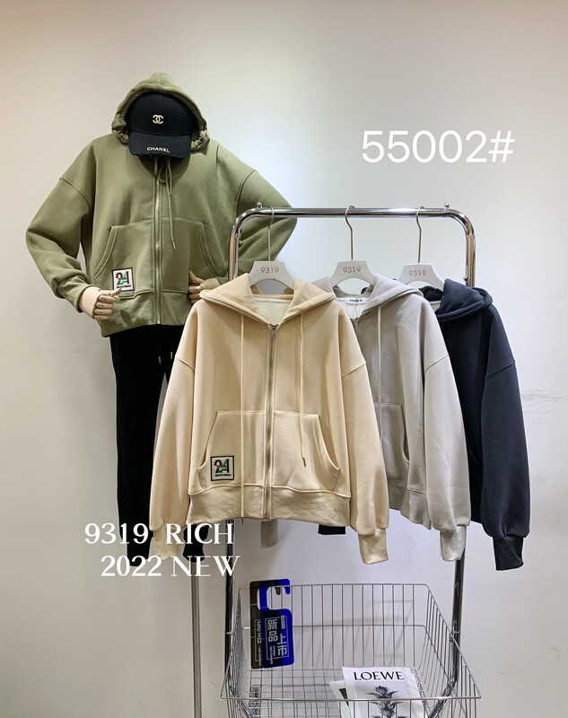 【9319】Silver fox velvet short zipper jacket sweater 55002# L