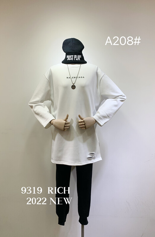 【9319】Velvet embroidery half turtleneck long-sleeved T-shirt A208# L