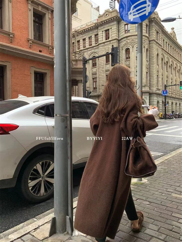 【ARE YOU】Mid-length fashion texture loose all-match warm sweater YS2-830# L