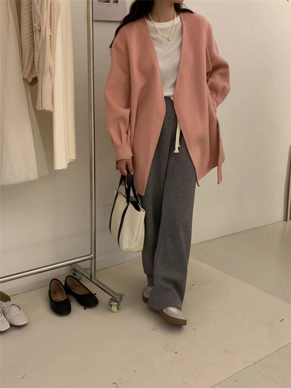 【ARE YOU】Comfortable and versatile casual pants with drawstring 590# L