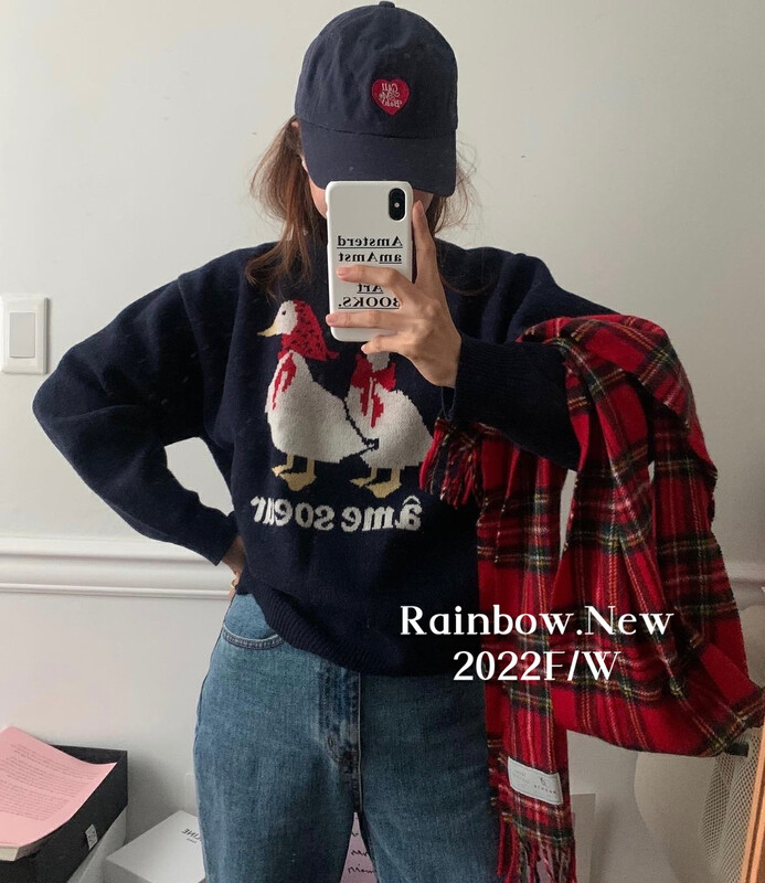 【RAINBOW】Duckling cute sweater lazy wind top 0298