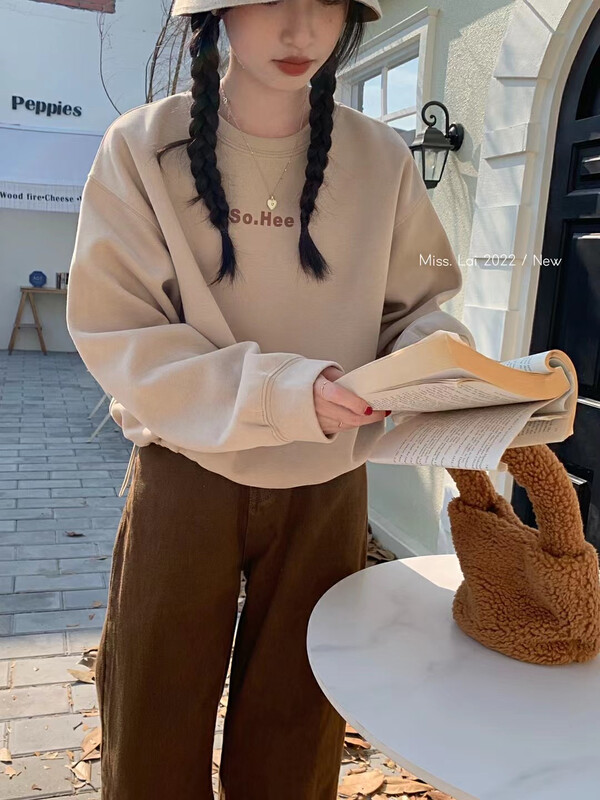 Original price 39.48! New in autumn! 【HH &MISS LAI】letter comfortable pullover sweater 3065# L