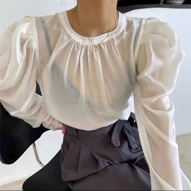 Original price 50.76! [U grain] Dongdaemun's new lamb leg sleeve tencel shirt 812