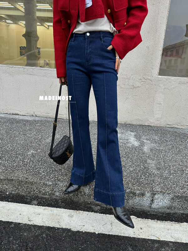 【Osha MADEINOST】Winter new retro brushed stretch micro boot jeans 87521# FHX