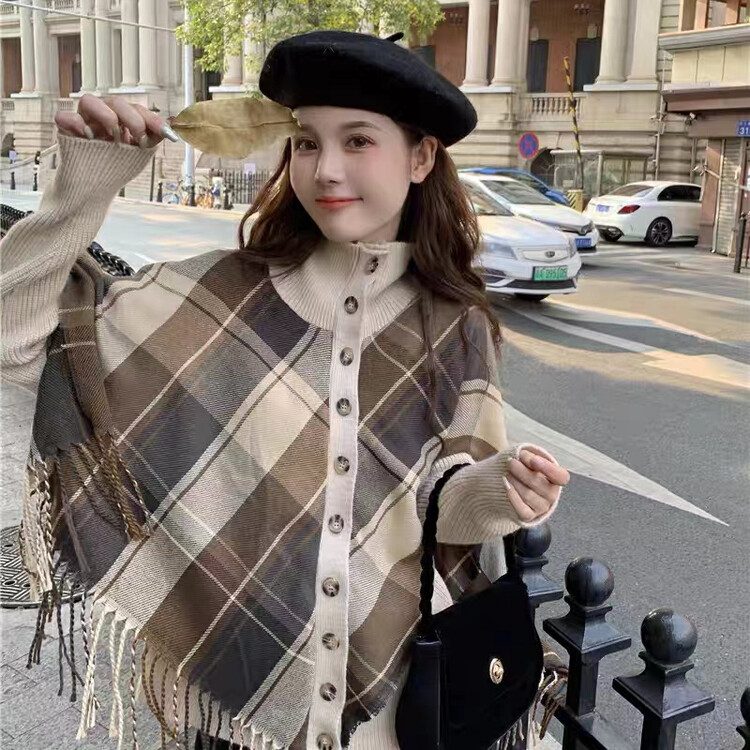 【RAINBOW】Explosive style early winter high collar fake two-piece shawl sweater 7052# FHX