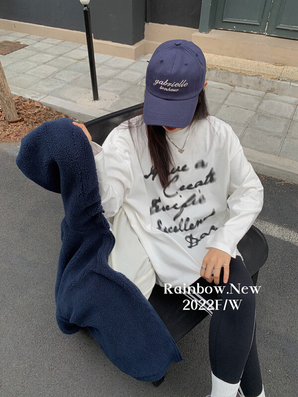 【RAINBOW】Autumn and winter new hazy English printed long-sleeved T-shirt 08600# FHX