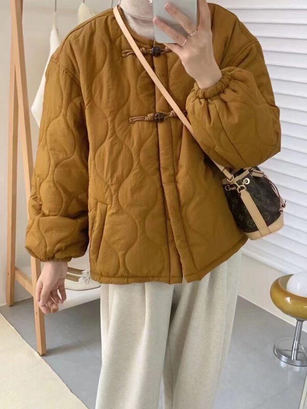原價168.99! 【M.ZI STUDIO】圓領拼色寬鬆百搭保暖棉服外套  B12122#  HBX
