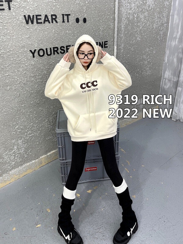 Original price 59.78! [9319] Letter embroidery loose hooded sweater 18009# L
