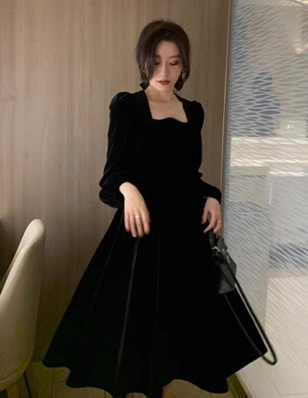 【JH】Fashion waist square neck dress 43357-1# PCZ