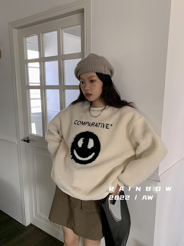 Original price 98.99! 【RAINBOW】Man-made braided smile sweater (loose version) 03021# FHX